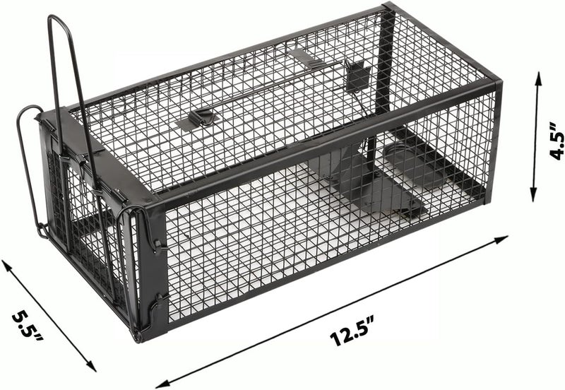 Anyhall فخاخ فئران إنسانية حية 2-pack لفئران الفأر والشيبمنك للداخل والخارج (أسود) - Image 4